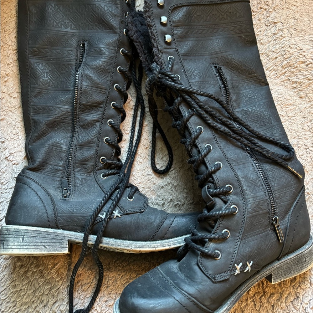 Women's Black Lace-Up Boots